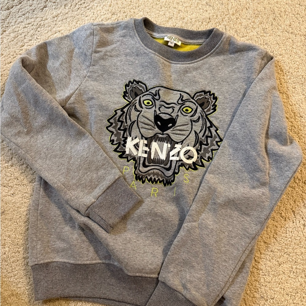 Kenzo Kids Gray Sweatshirt with Tiger Design